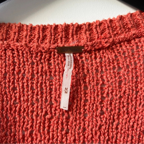 Free People V-Neck Crochet Boho Sweater - Burnt Orange - Size M - Picture 9 of 12